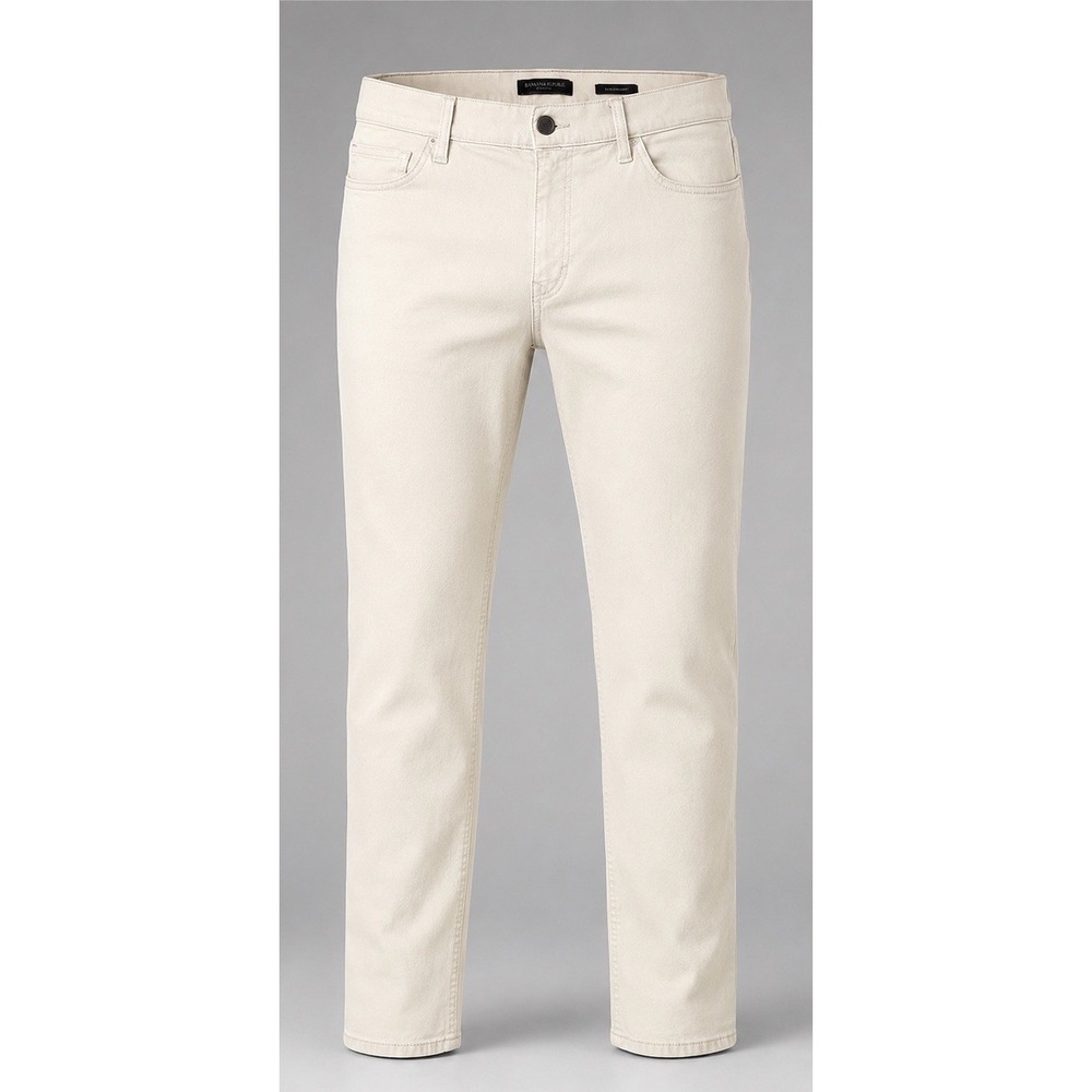 Banana Republic Mens Pants 34x28 Athletic Tapered Traveler Stretch Off White